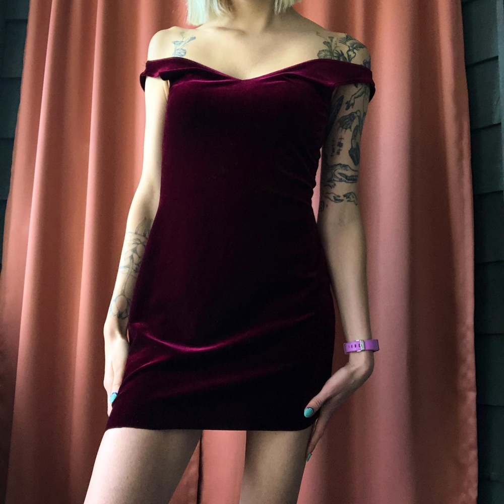 red velvet mini dress